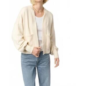NEW PROJECT SOCIAL T thermal mixed cardigan in cream